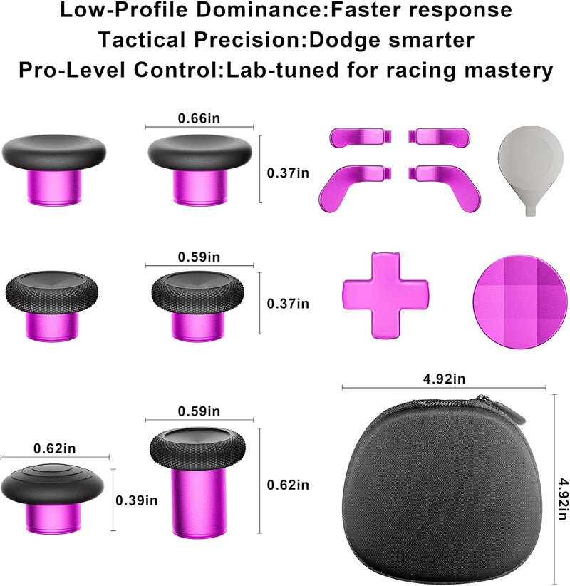ZAPOLEX 14-in-1 Controller Accessories Kit Compatible with Xbox Elite Series 2, 6 Premium Metal Thumbsticks, Swap Joysticks, 4 Interchangeable Paddles, 2 D-Pads, 1 Tool & 1 Storage Bag (Magenta) - Image 5